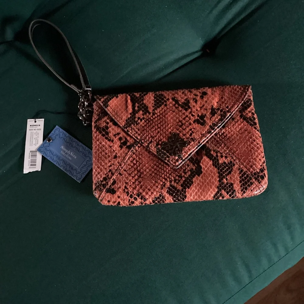 Simply Vera Vera Wang Red and Black Clutch Wristlet